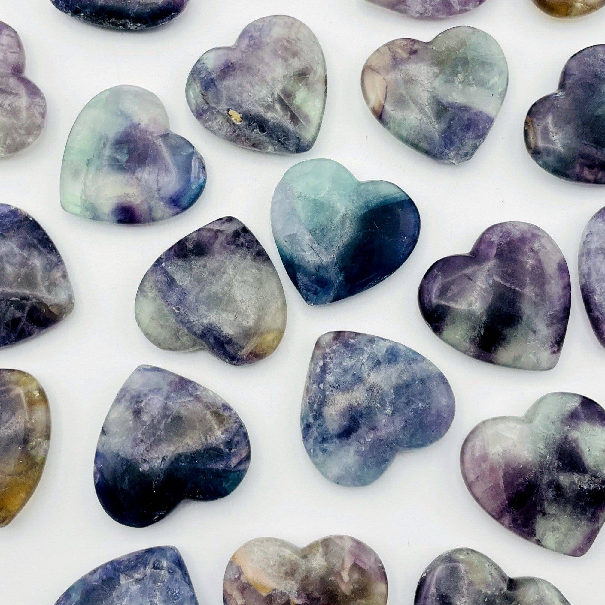 Fluorite Crystal Hearts - Heart Shaped stones
