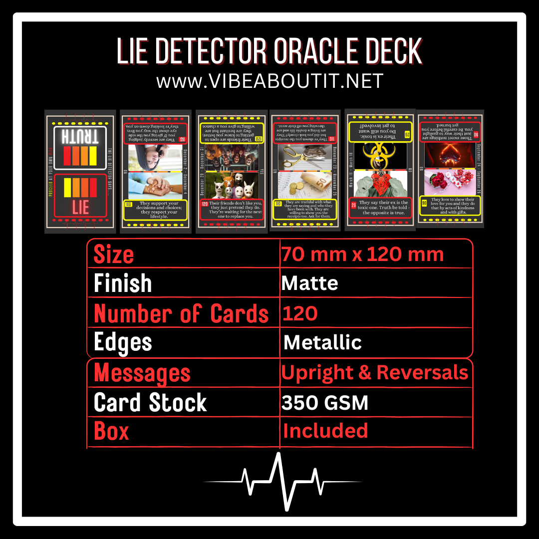 Lie Detector Oracle Deck | Truth or Lie Tarot Cards | 120-Card Intuitive Guidance Deck with Upright & Reversal Meanings