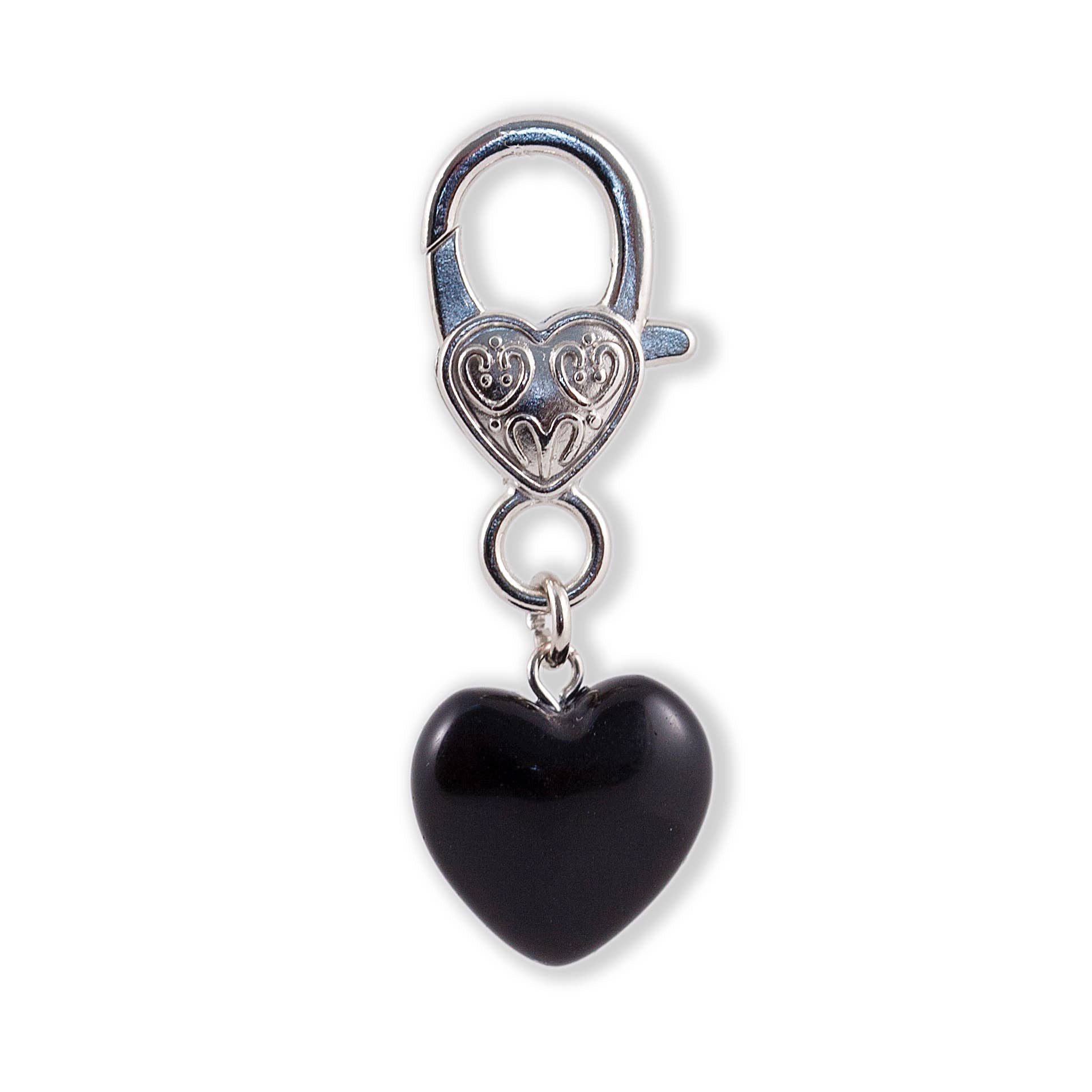 Black Obsidian Heart Pet Collar Charm – Natural Stone Pet Accessory for Dogs & Cats