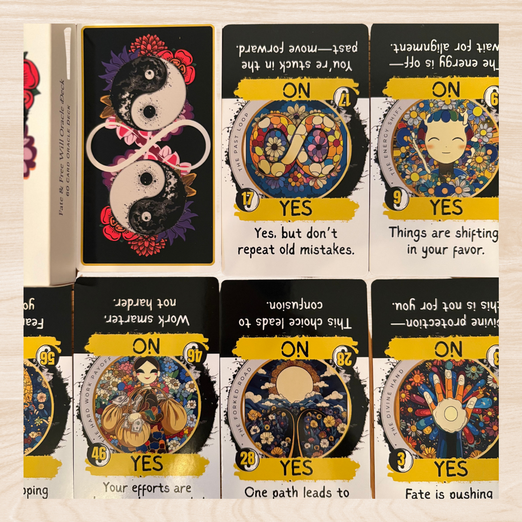 Fate & Free Will Oracle Deck | Yes or No Tarot Cards with Upright & Reversal Meanings | 60-Card Decision Guidance Deck