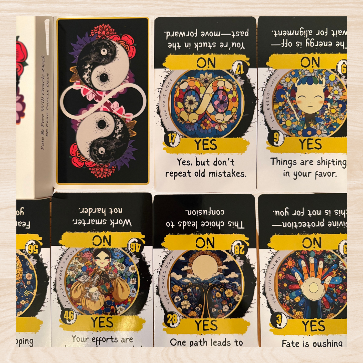 Fate & Free Will Oracle Deck | Yes or No Tarot Cards with Upright & Reversal Meanings | 60-Card Decision Guidance Deck