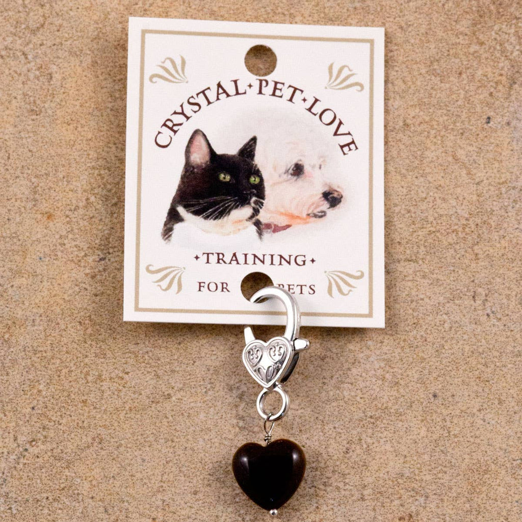 Tiger’s Eye Heart Pet Collar Charm – Brown Natural Stone Pet Accessory for Dogs & Cats