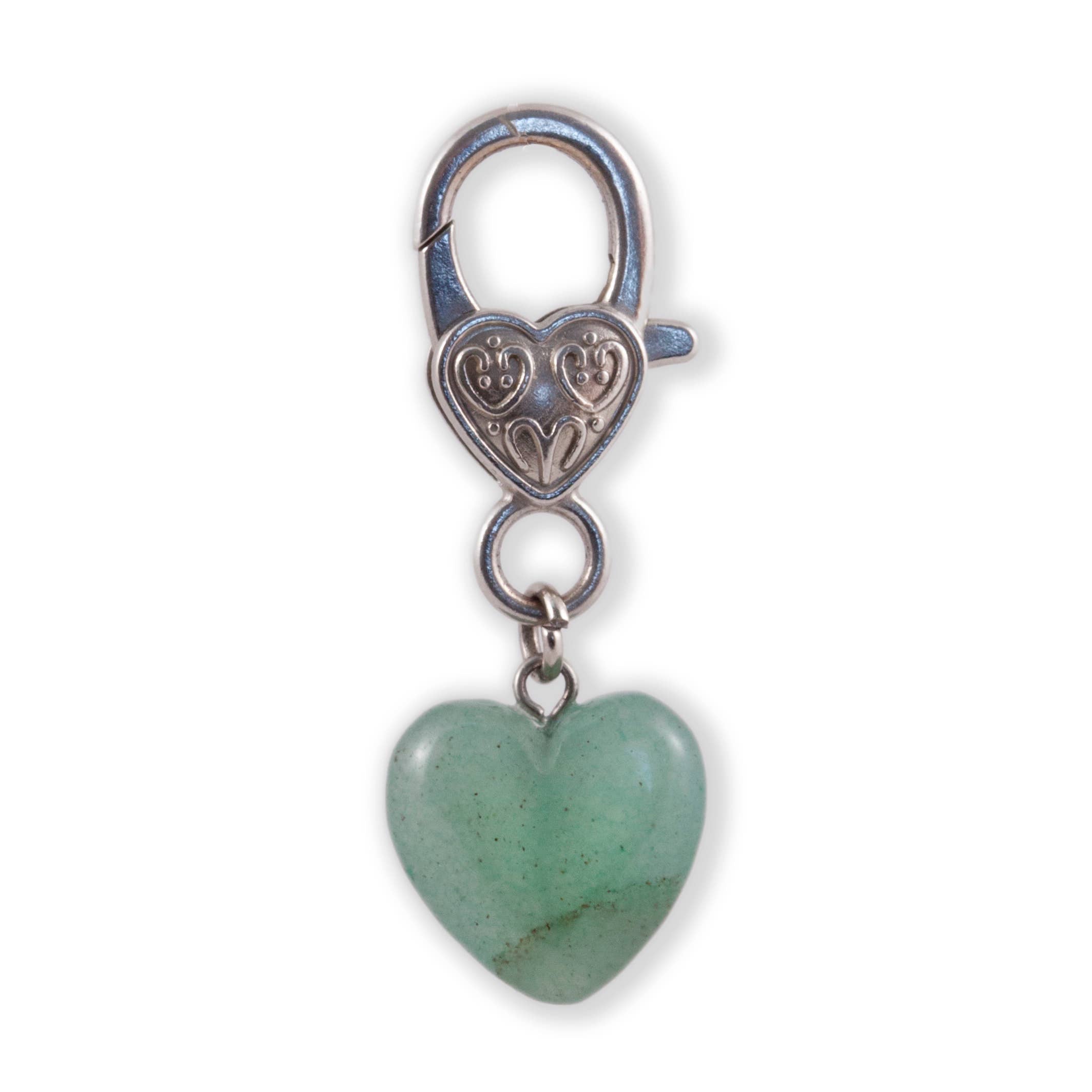 Green Aventurine Heart Pet Collar Charm – Natural Stone Pet Accessory for Dogs & Cats
