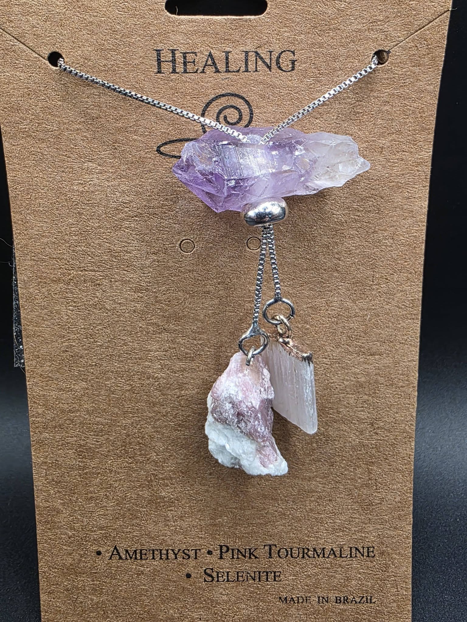 Restorative Stone Necklace - Amethyst, Pink Tourmaline & Selenite