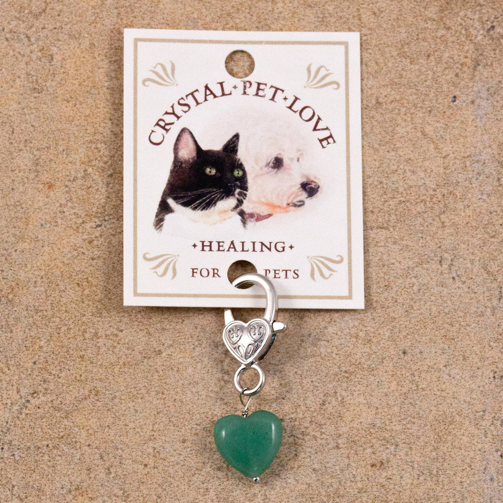 Green Aventurine Heart Pet Collar Charm – Natural Stone Pet Accessory for Dogs & Cats