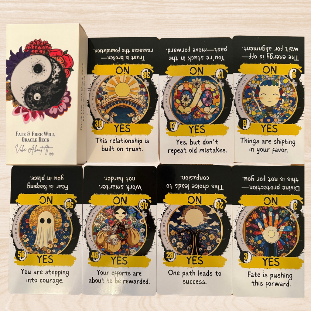 Fate & Free Will Oracle Deck | Yes or No Tarot Cards with Upright & Reversal Meanings | 60-Card Decision Guidance Deck