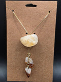 Citrine Triple Drop Intention Necklace – Gold Plated Chain Abundance Crystal Pendant