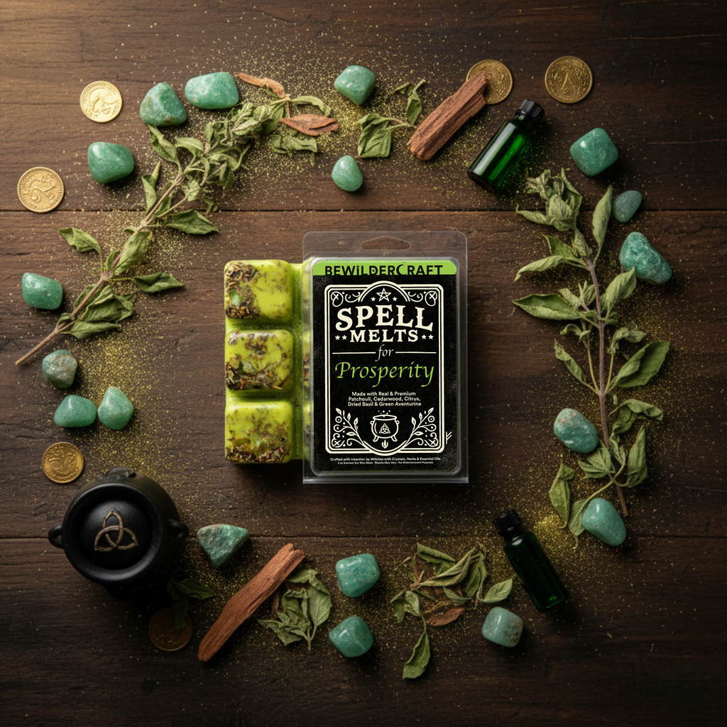 Prosperity Spell Wax Melts – Patchouli, Cedarwood & Green Aventurine