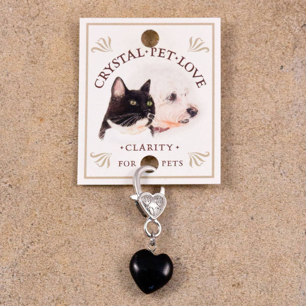 Black Obsidian Heart Pet Collar Charm – Natural Stone Pet Accessory for Dogs & Cats