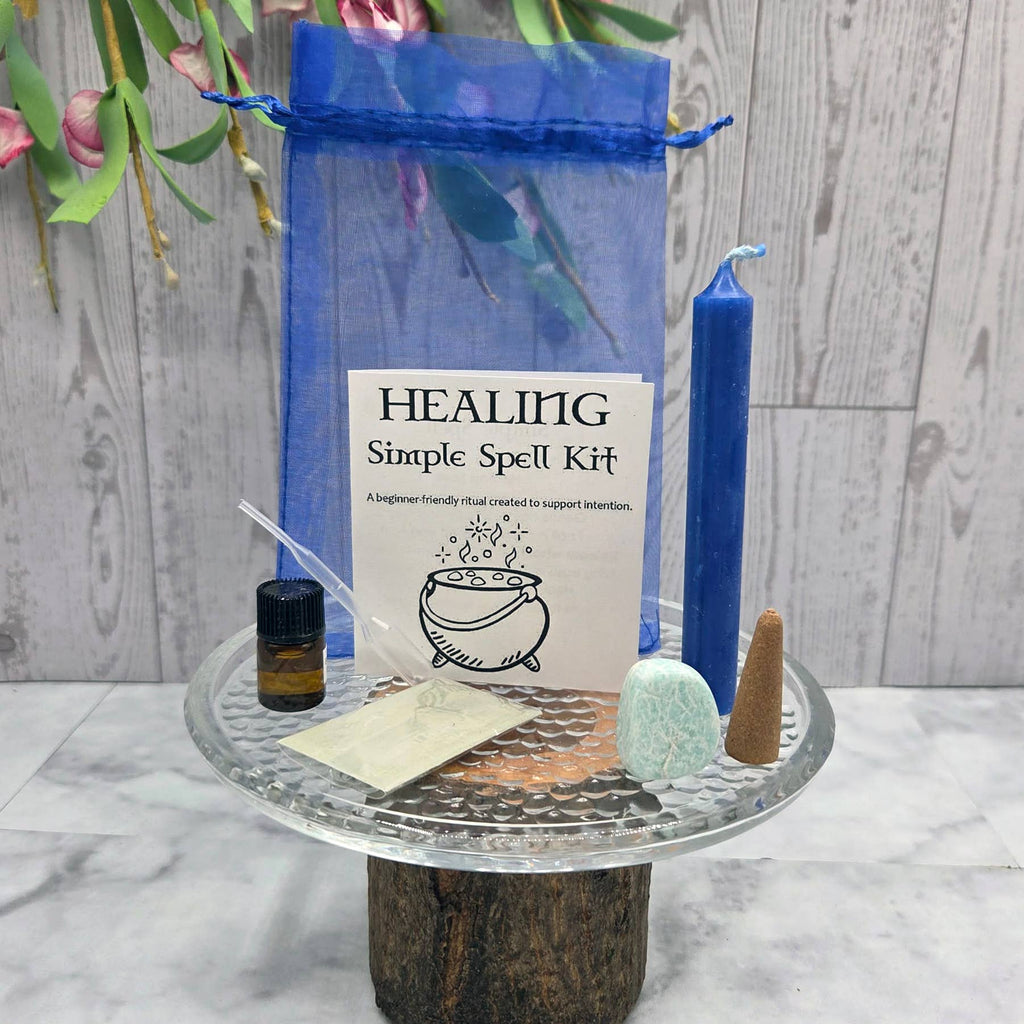 Healing Simple Spell Kit for Beginners | Intention Ritual Kit with Crystal, Candle & Essential Oil