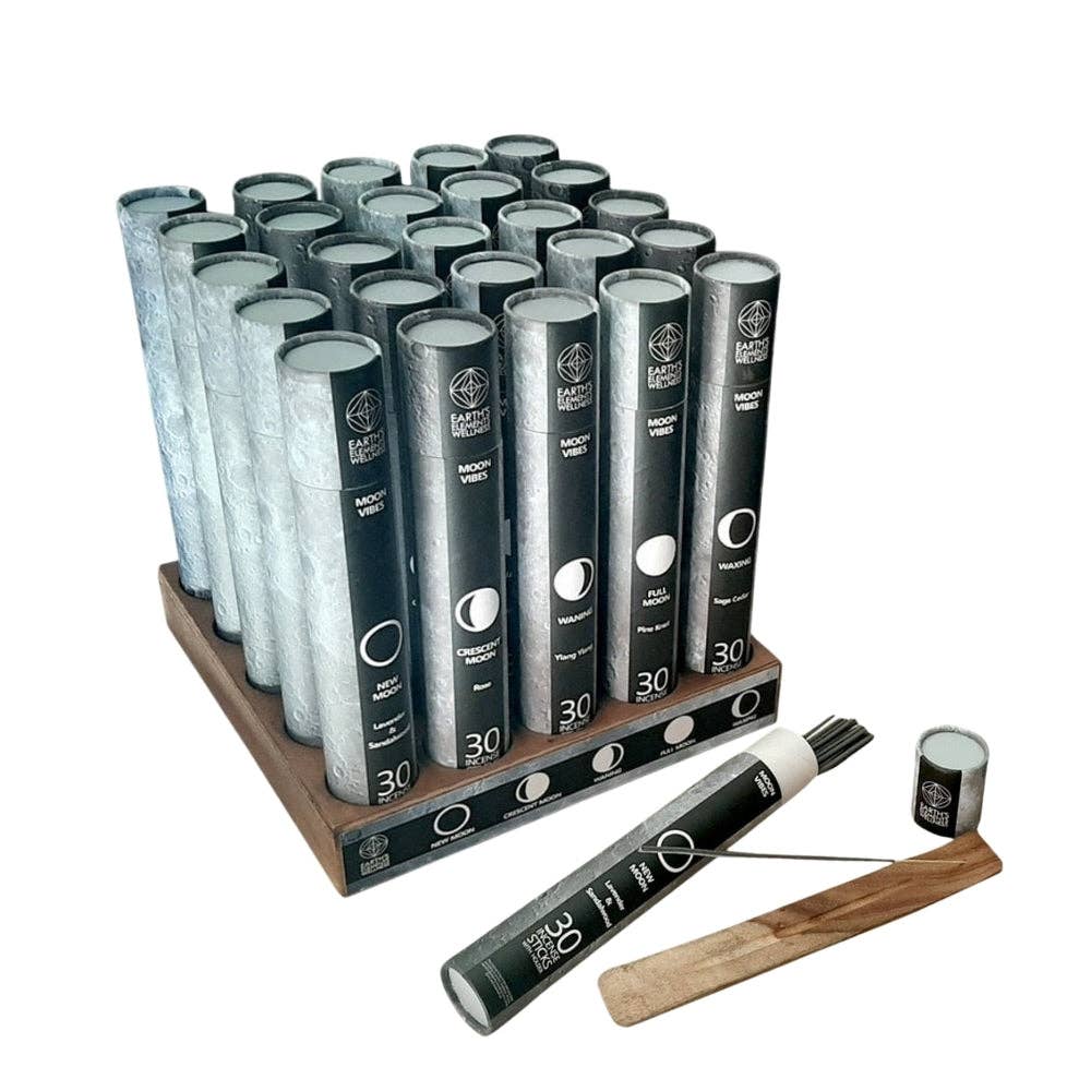Moon Vibes Incense Sticks with Wooden Holder – 30 Sticks