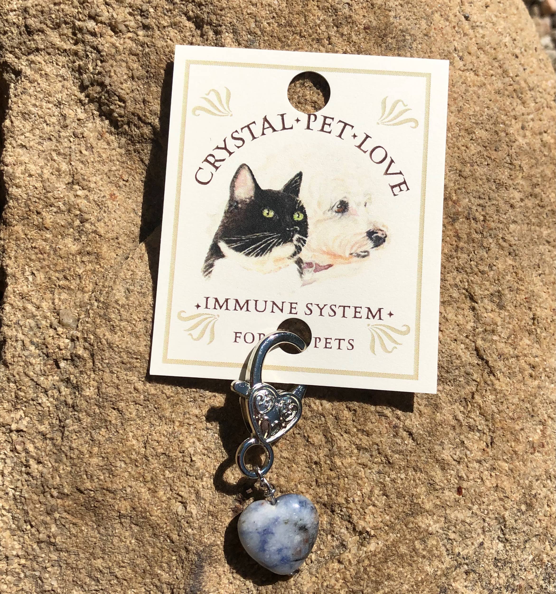 Sodalite Heart Pet Collar Charm – Blue Natural Stone Pet Accessory for Dogs & Cats