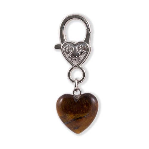 Tiger’s Eye Heart Pet Collar Charm – Brown Natural Stone Pet Accessory for Dogs & Cats