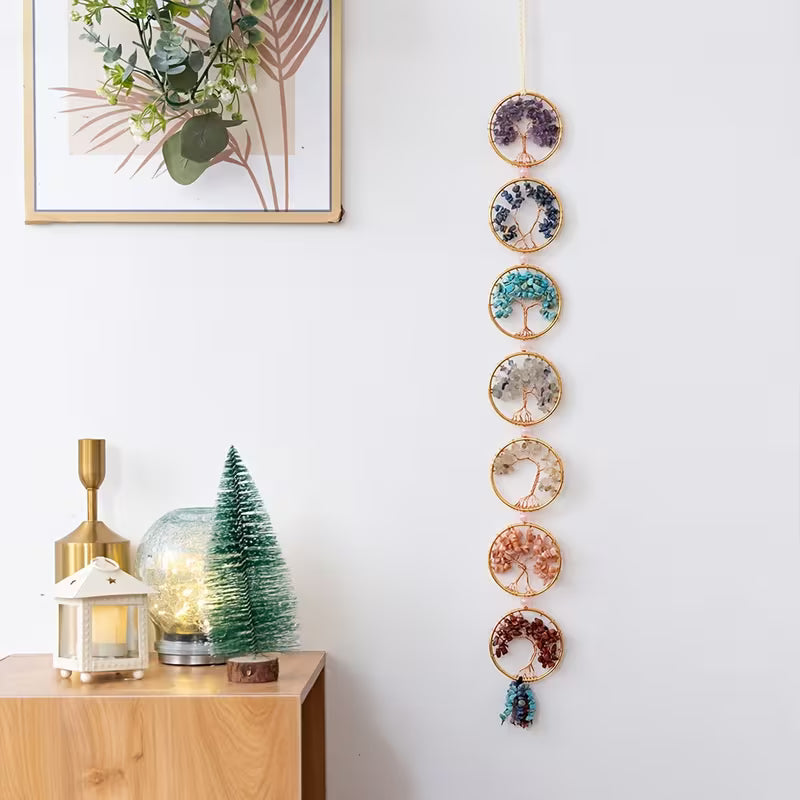 7 Chakra Tree of Life Wall Hanging | Crystal Chakra Wall Decor | Spiritual Energy Decor | Boho Meditation Wall Art