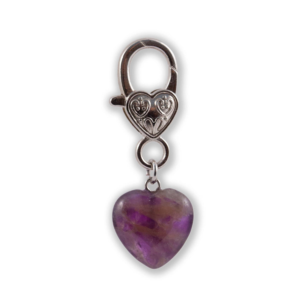 Amethyst Heart Pet Collar Charm – Purple Crystal Pet Accessory Gift for Dogs & Cats