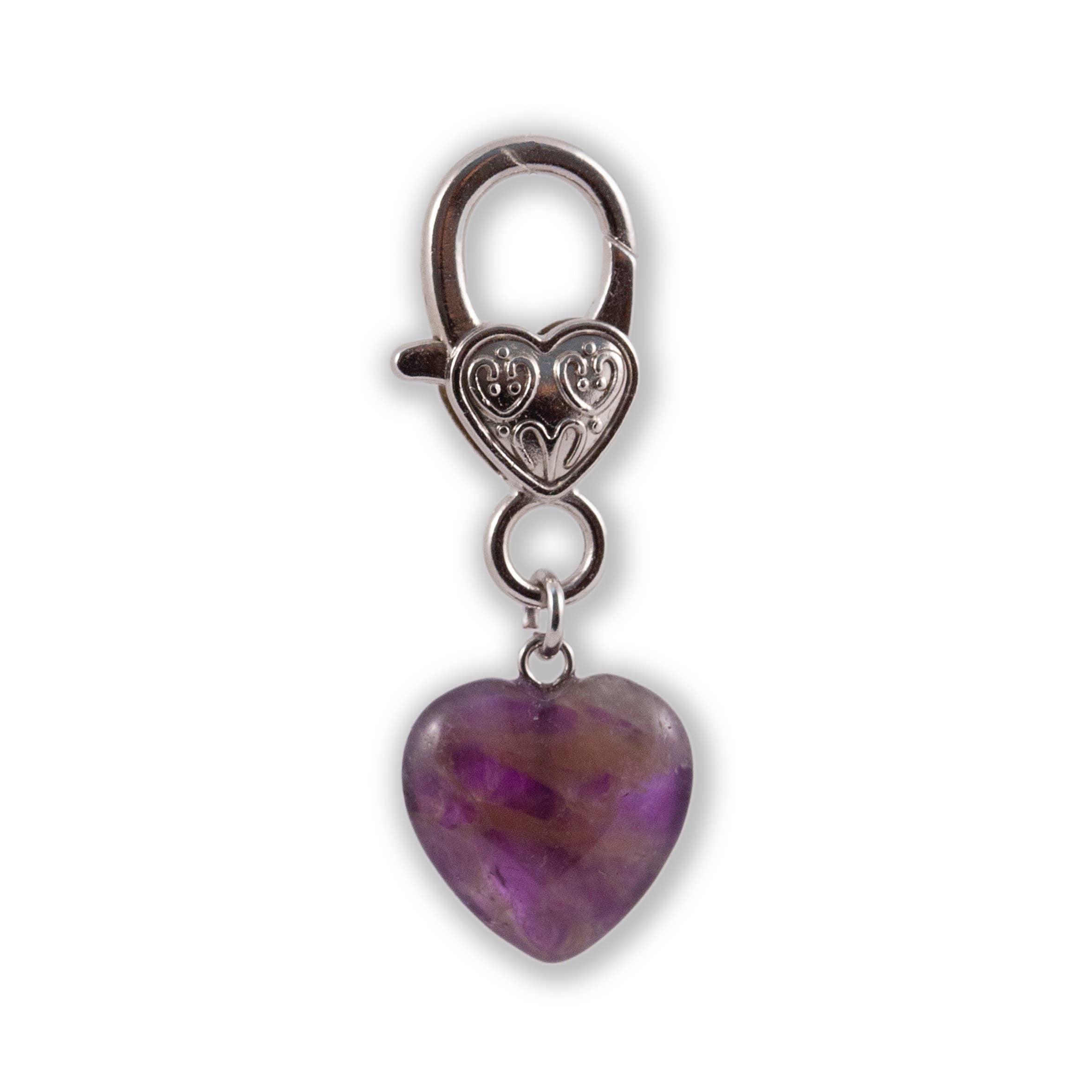 Amethyst Heart Pet Collar Charm – Purple Crystal Pet Accessory Gift for Dogs & Cats
