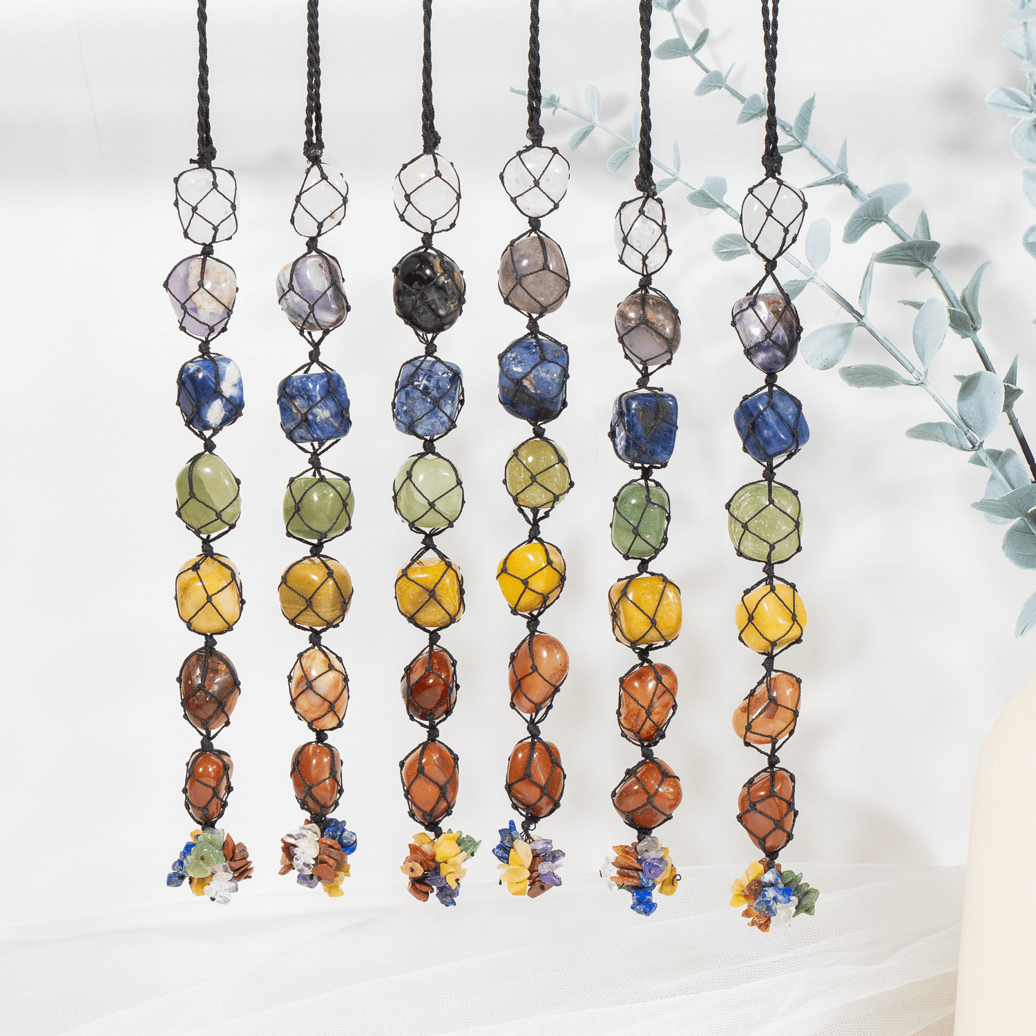 Crystal Car Hanger – 7 Chakra or Tiger's Eye