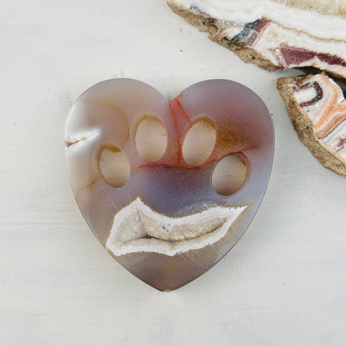 Agate Paw Heart - Heart shaped paw with Druzy center