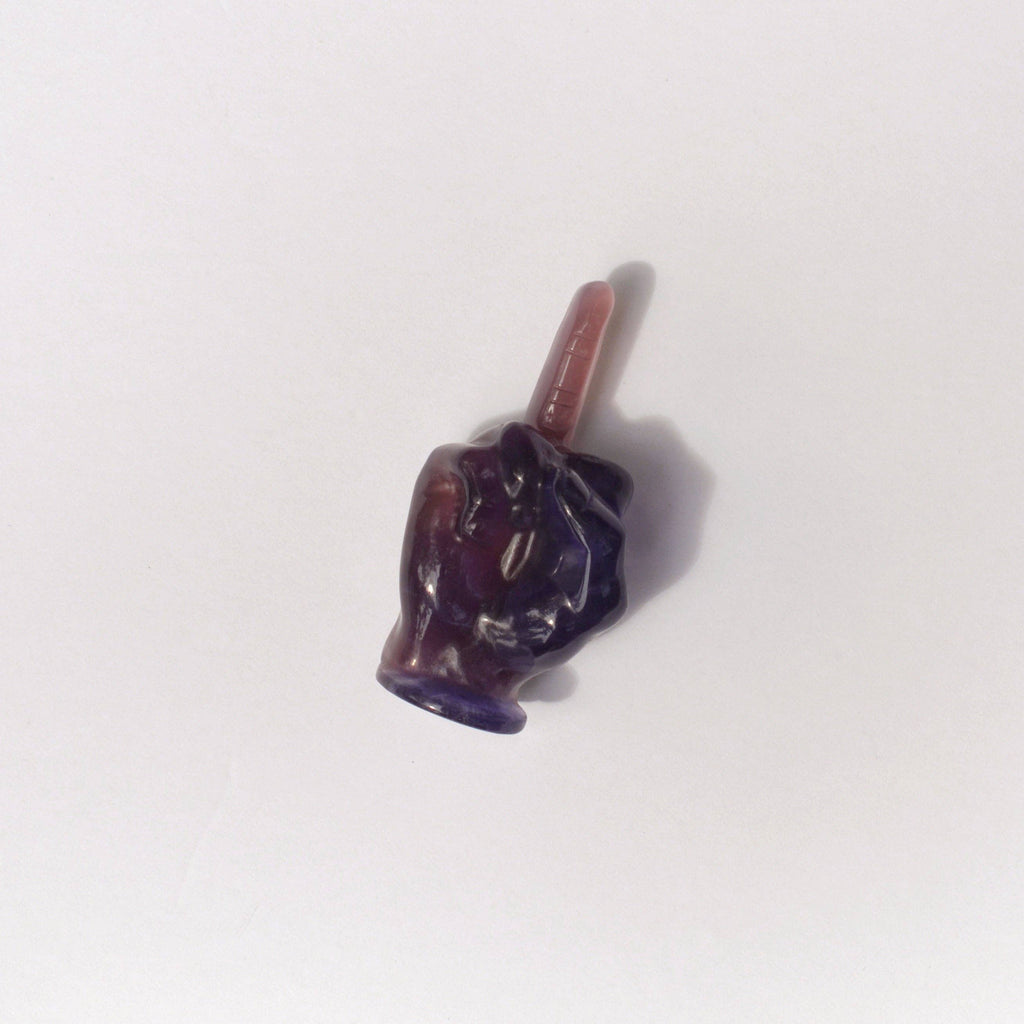 Rainbow Fluorite Crystal Middle Finger Carving | Funny Crystal Decor | Protective Energy Stone