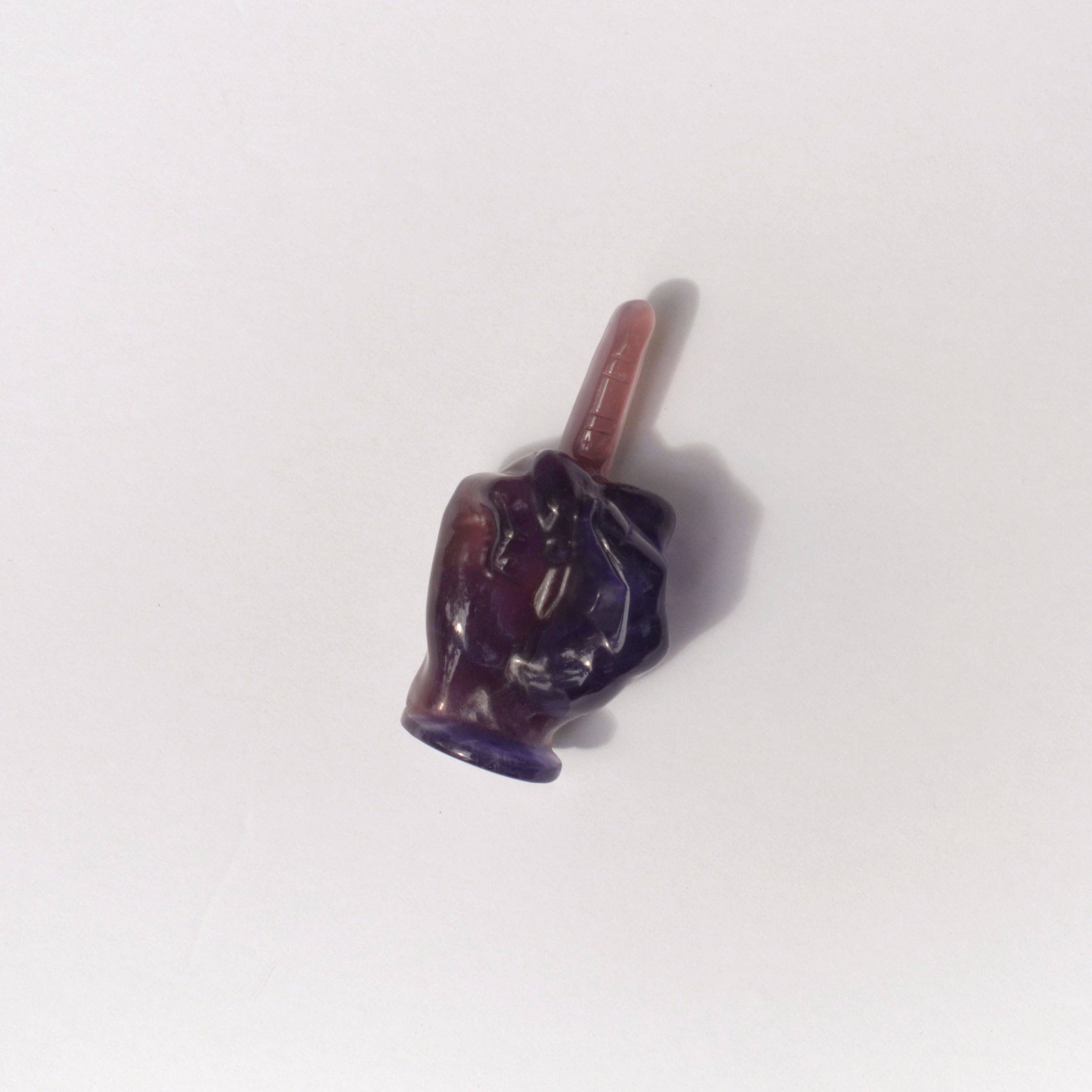 Rainbow Fluorite Crystal Middle Finger Carving | Funny Crystal Decor | Protective Energy Stone