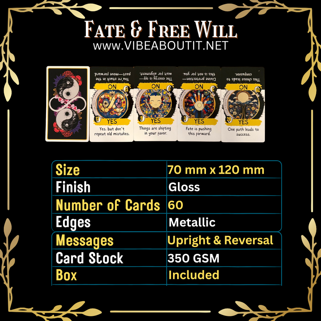 Fate & Free Will Oracle Deck | Yes or No Tarot Cards with Upright & Reversal Meanings | 60-Card Decision Guidance Deck