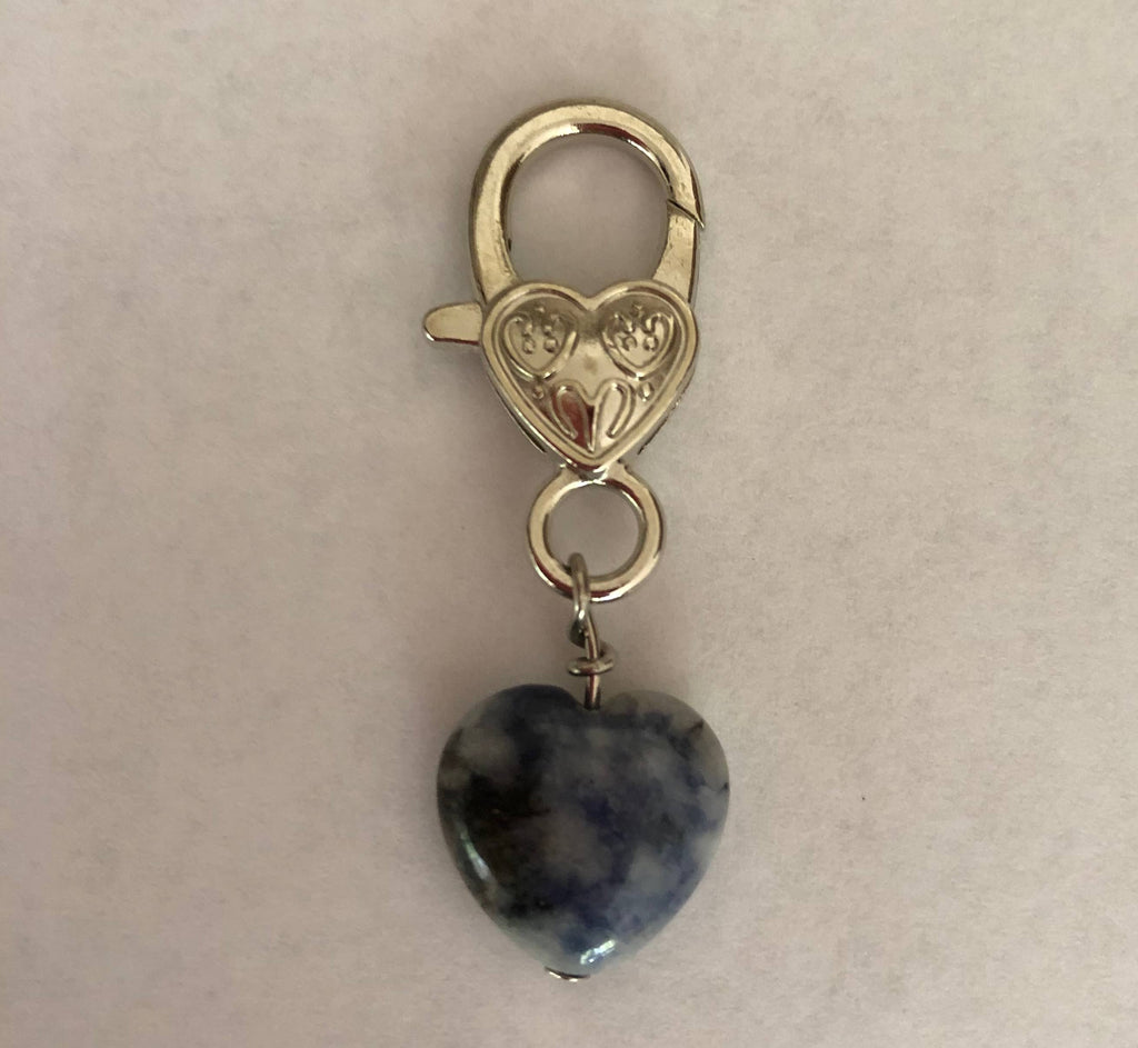 Sodalite Heart Pet Collar Charm – Blue Natural Stone Pet Accessory for Dogs & Cats