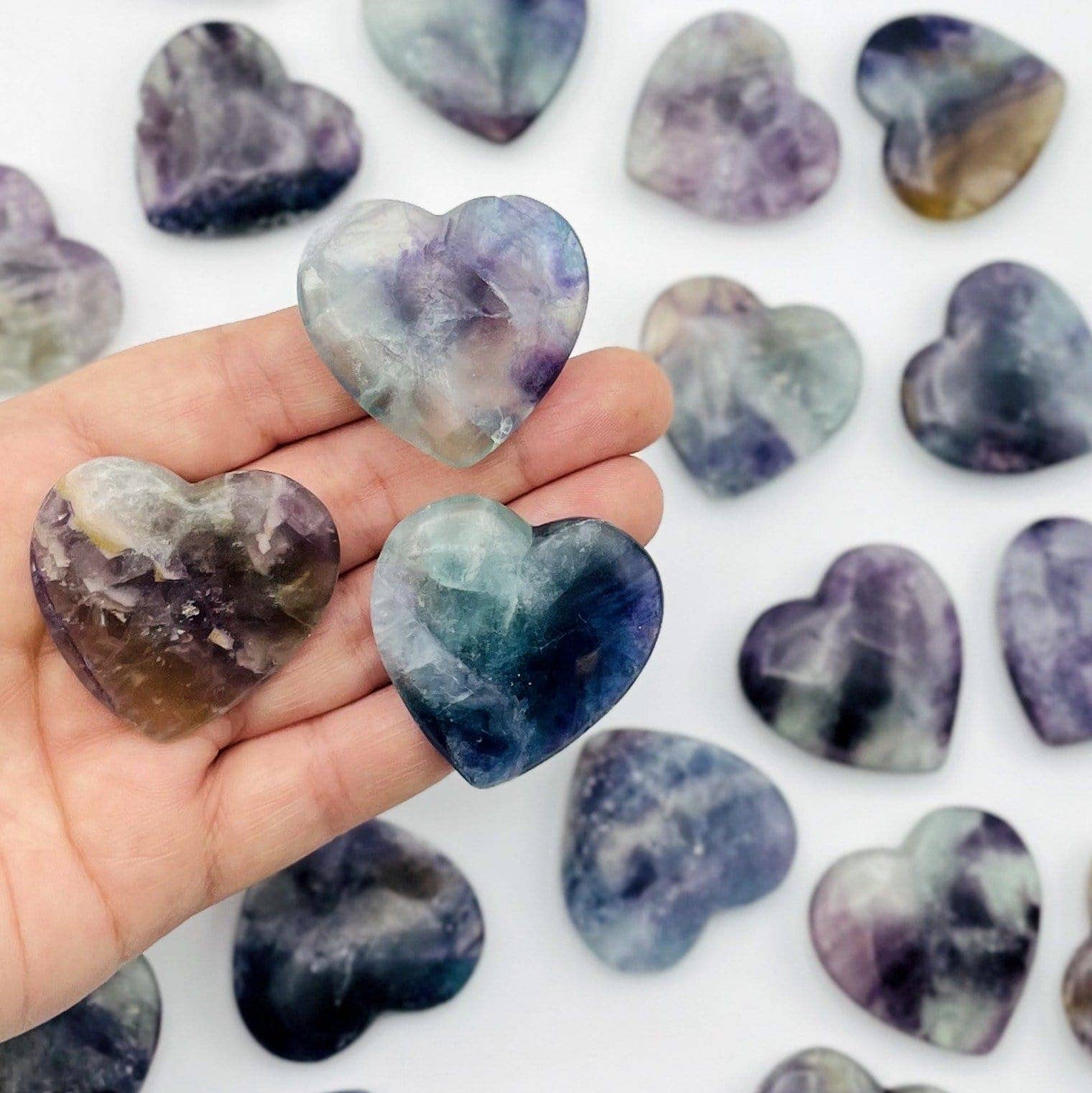 Fluorite Crystal Hearts - Heart Shaped stones