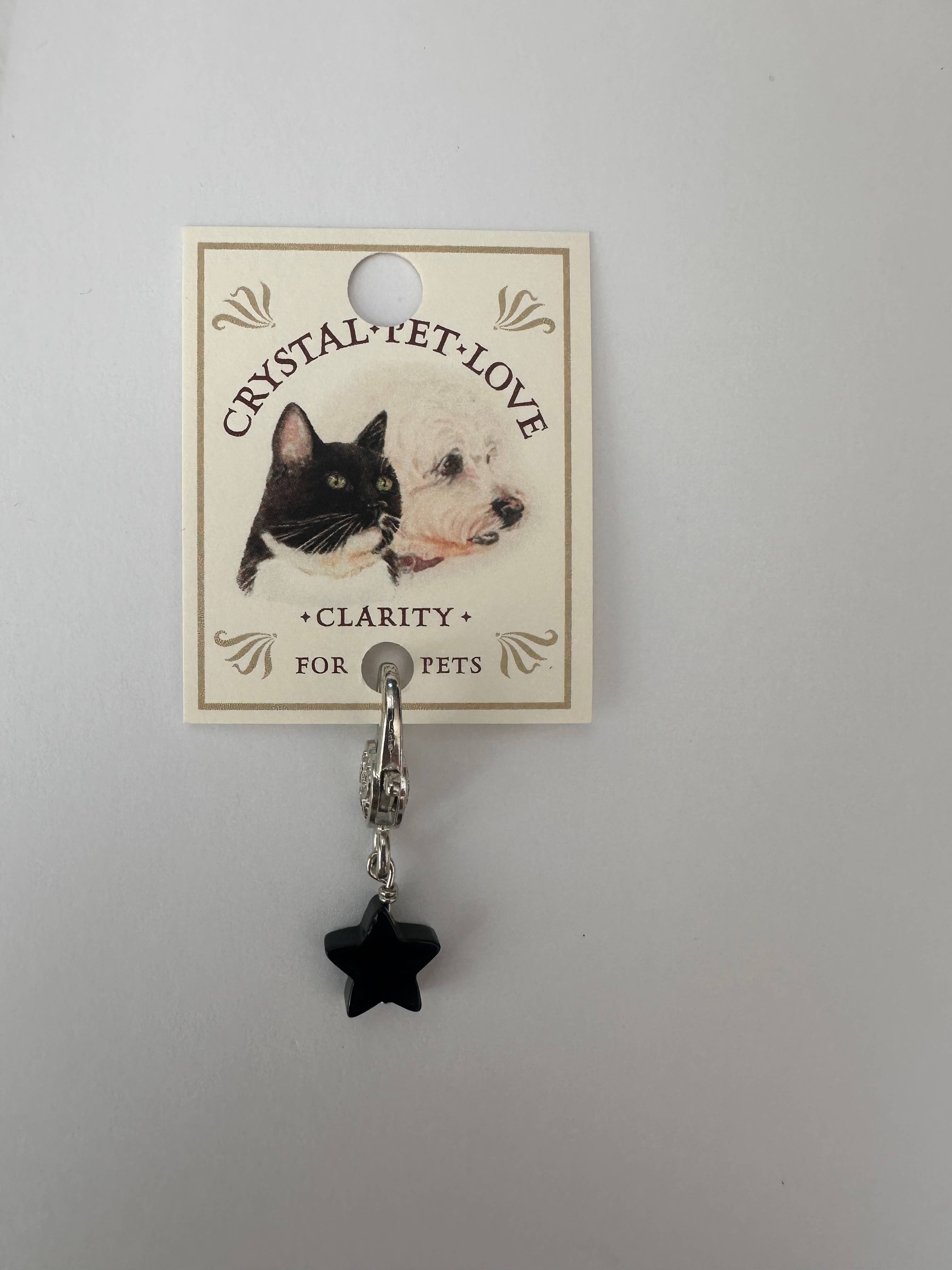 Black Obsidian Star Pet Collar Charm – Natural Stone Pet Accessory for Dogs & Cats
