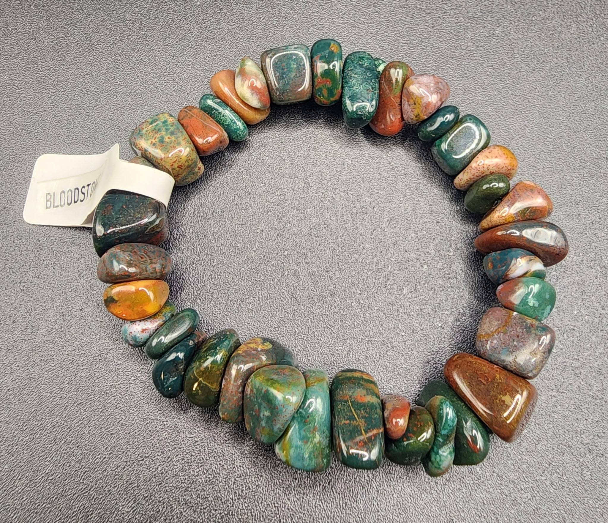Bloodstone Chip Bracelet | Grounding, Courage, Protection