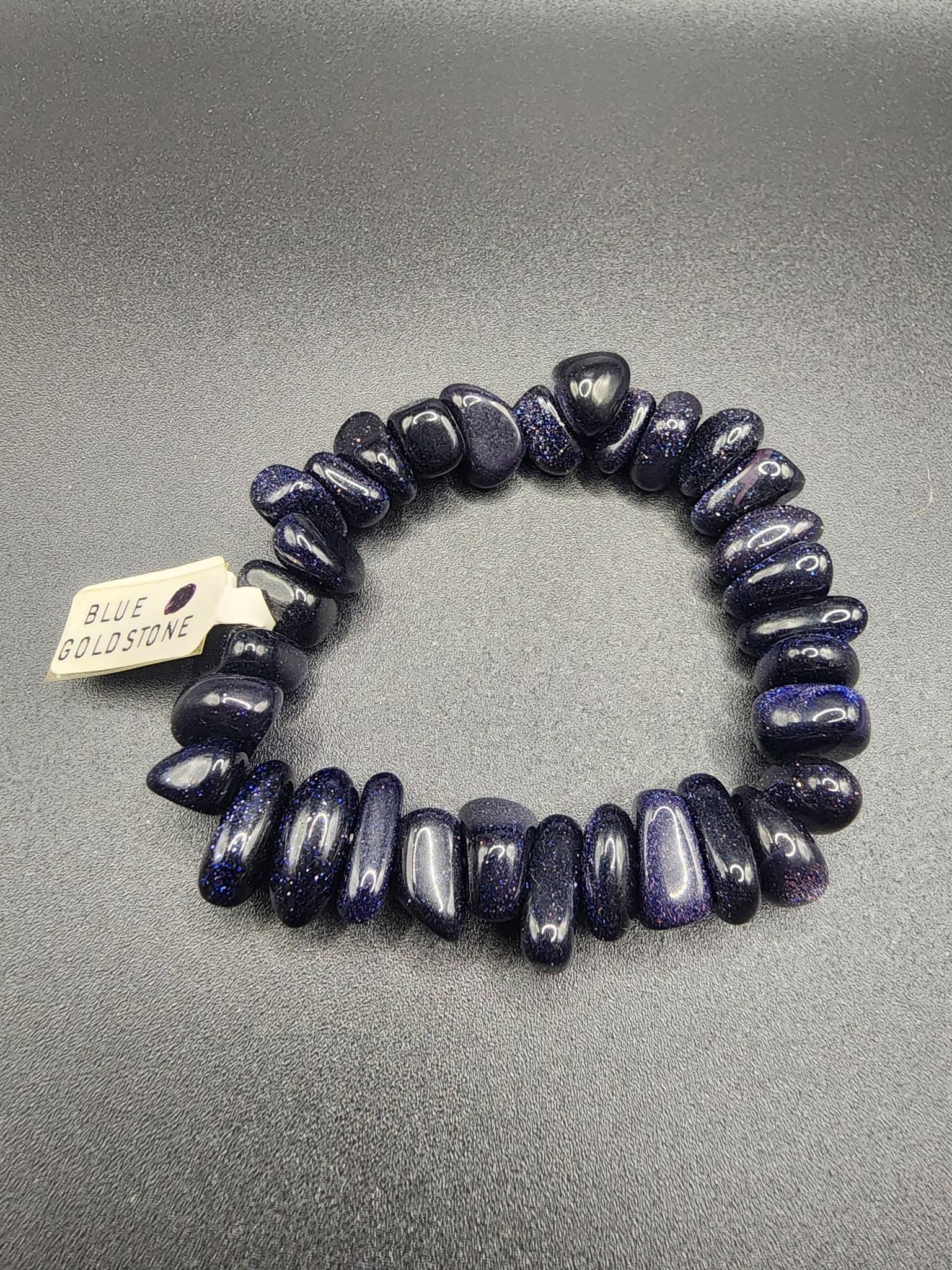 Blue Goldstone Chip Bracelet | Confidence, Focus, Ambition