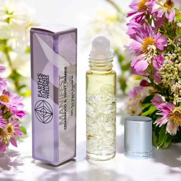 Crystal Essential Oil Roll-On | Organic Blend with Crystal Roller Ball | Intention Oils