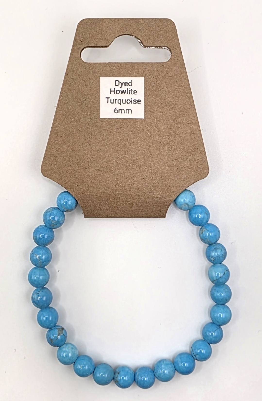Dyed Howlite Bead Bracelet – Turquoise Color Natural Stone Stretch Bracelet (4mm, 6mm, 8mm)