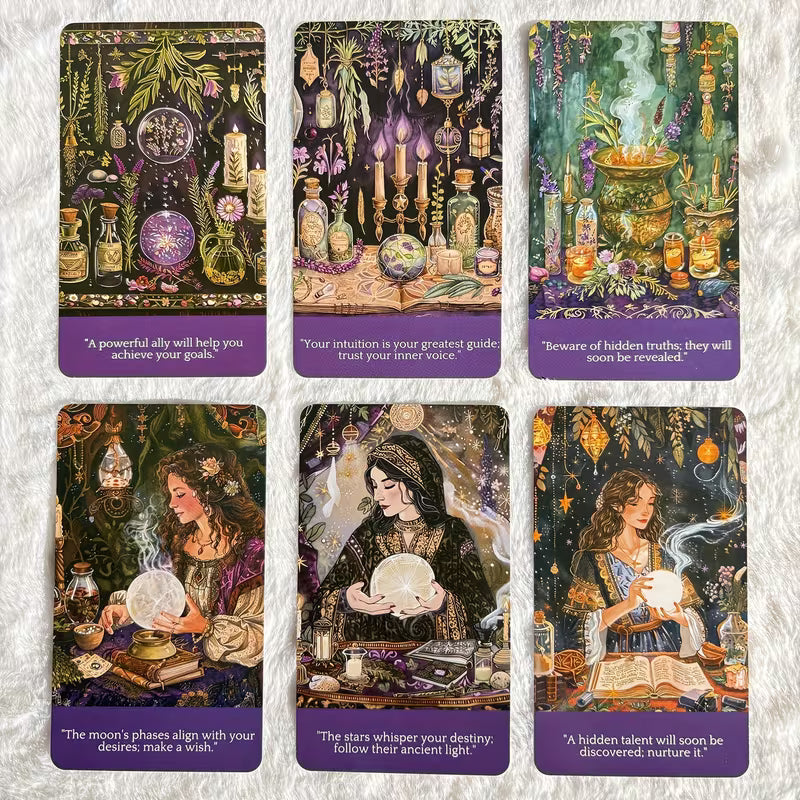 Fortune Teller Oracle Cards | Intuition & Guidance Deck | Spiritual Divination Cards | Witchy Cosmic Oracle Deck