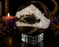 Golden Eclipse Tiger Eye with Quartz Druzy Sphere | One-of-a-Kind Collector Crystal