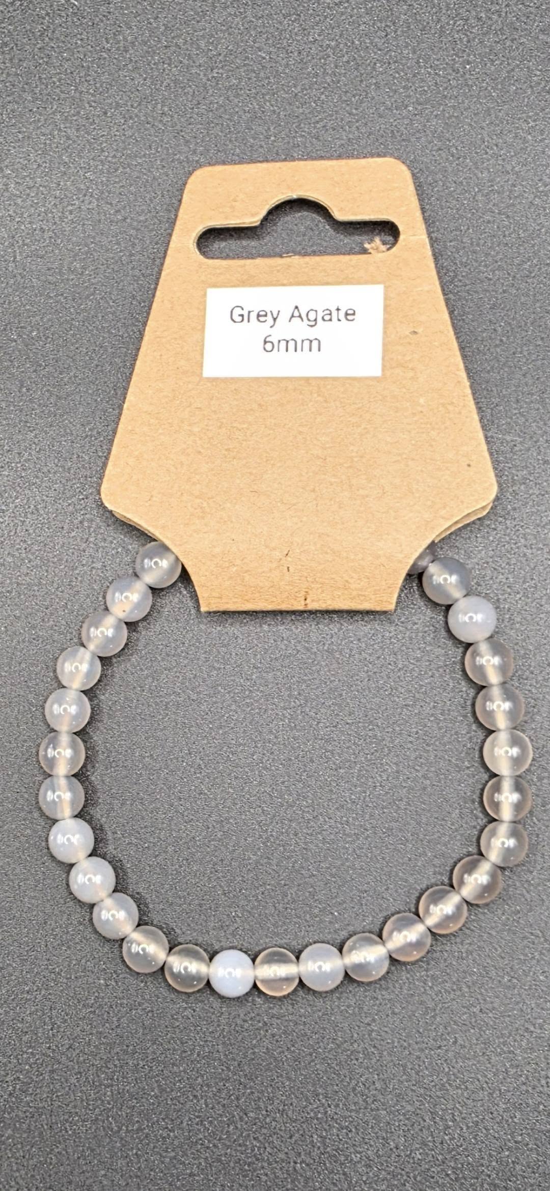 Grey Agate Crystal Bracelet – Natural Stone Bead Bracelets