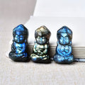 Labradorite Buddha Crystal Statue | Flat Back Mini Pocket Crystal Carving | Spiritual Home Decor Gift