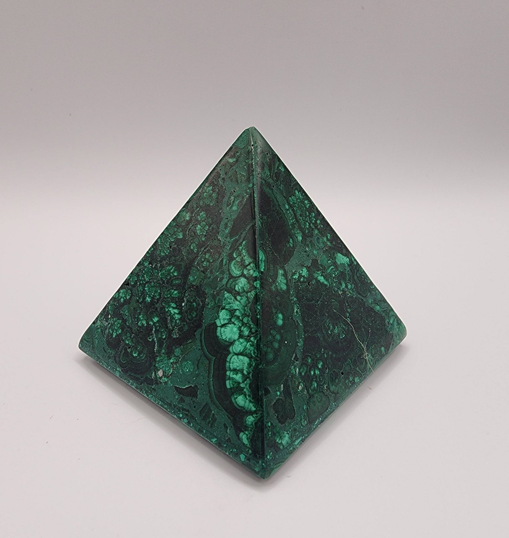 Malachite Pyramid | Polished Green Crystal Pyramid for Protection & Transformation