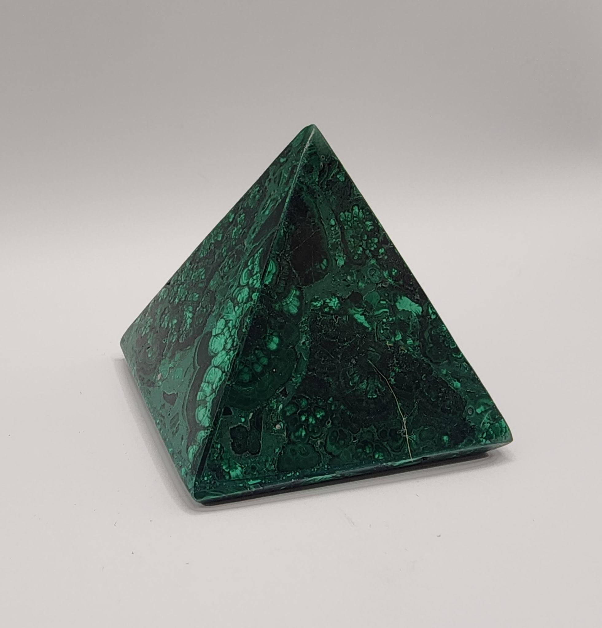 Malachite Pyramid | Polished Green Crystal Pyramid for Protection & Transformation