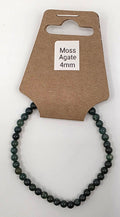 Moss Agate Crystal Bracelet – Real Moss Agate Gemstone Bead Bracelet – 4mm or 8mm Growth & Grounding Stone Jewelry