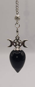 Triple Moon Pentacle Crystal Pendulum – Divination & Spiritual Guidance Tool