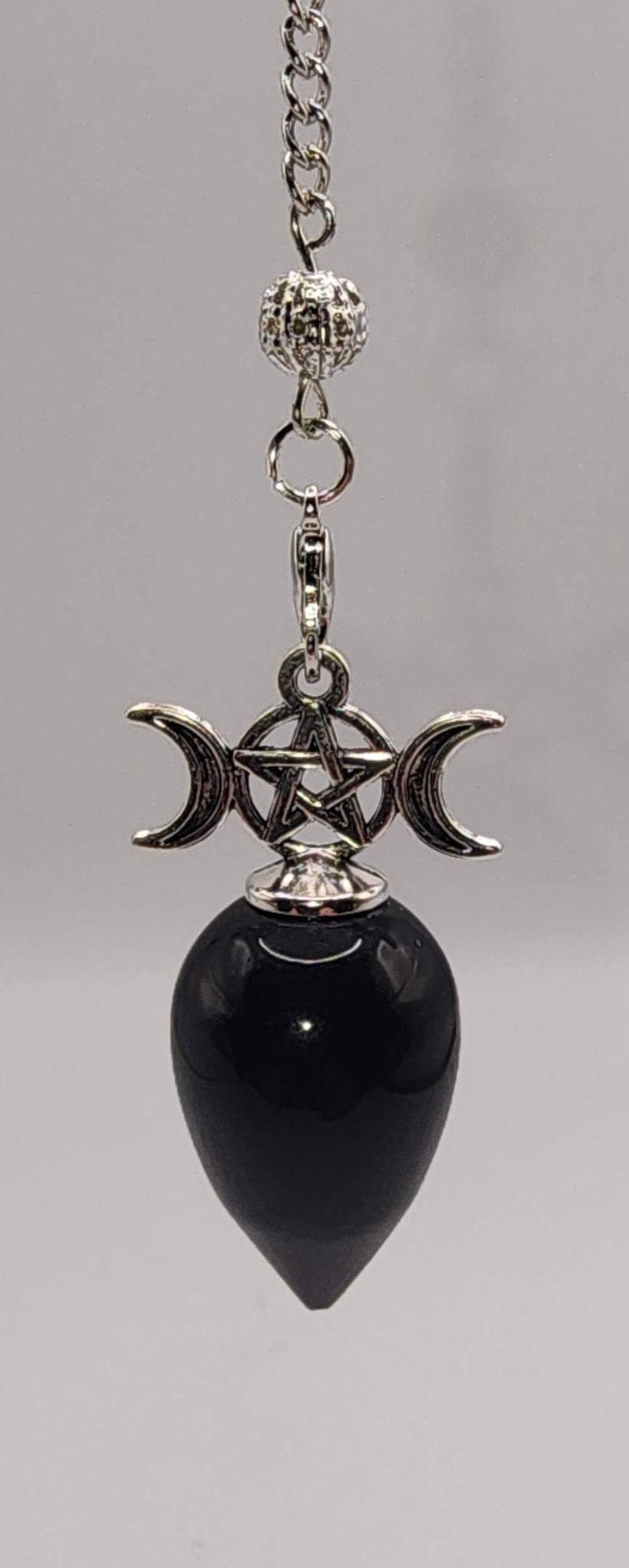 Triple Moon Pentacle Crystal Pendulum – Divination & Spiritual Guidance Tool