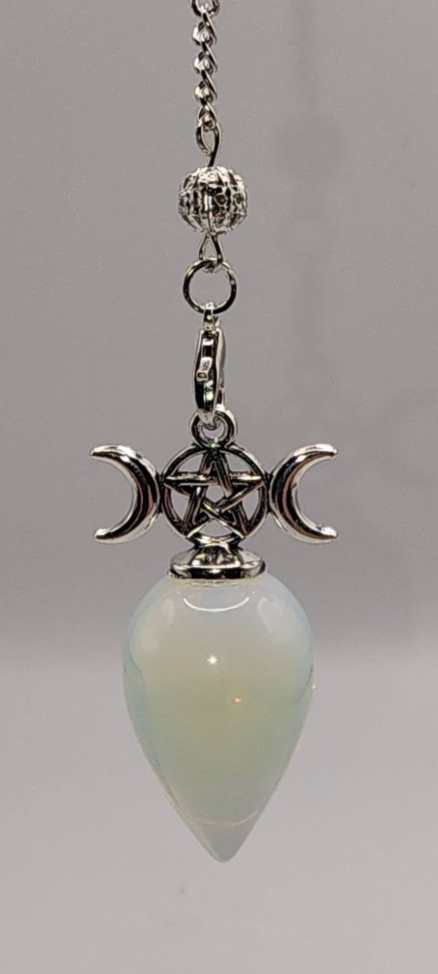 Triple Moon Pentacle Crystal Pendulum – Divination & Spiritual Guidance Tool