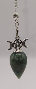 Triple Moon Pentacle Crystal Pendulum – Divination & Spiritual Guidance Tool