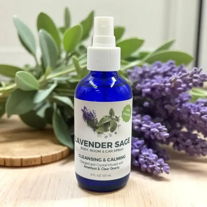 Cleansing Spray – Lavender, Sage, Palo Santo & Lavender Sage | Essential Oil Room, Linen & Body Mist (4 oz)