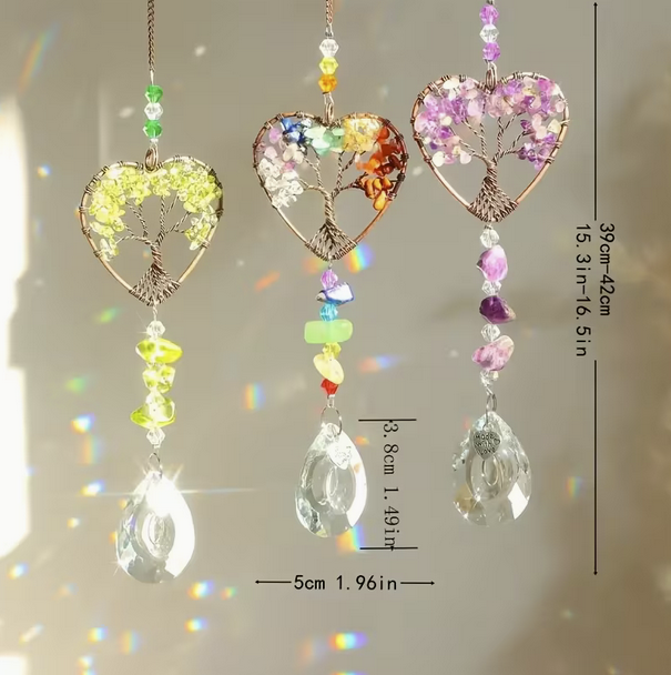 Crystal Tree of Life Heart Suncatcher