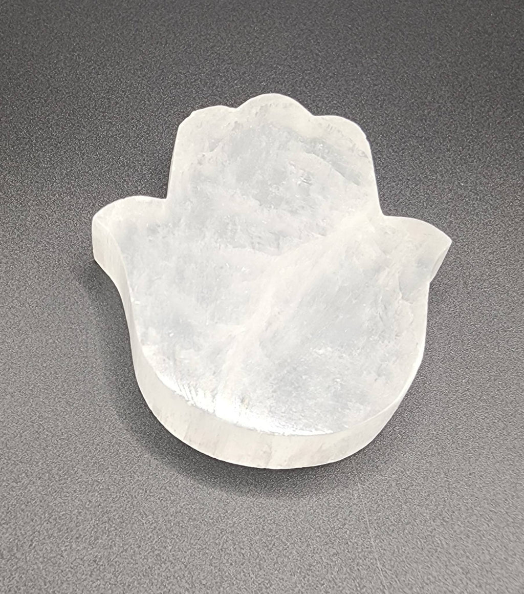 Selenite Hamsa Hand – Natural Carved Crystal