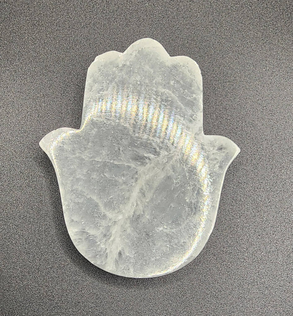 Selenite Hamsa Hand – Natural Carved Crystal