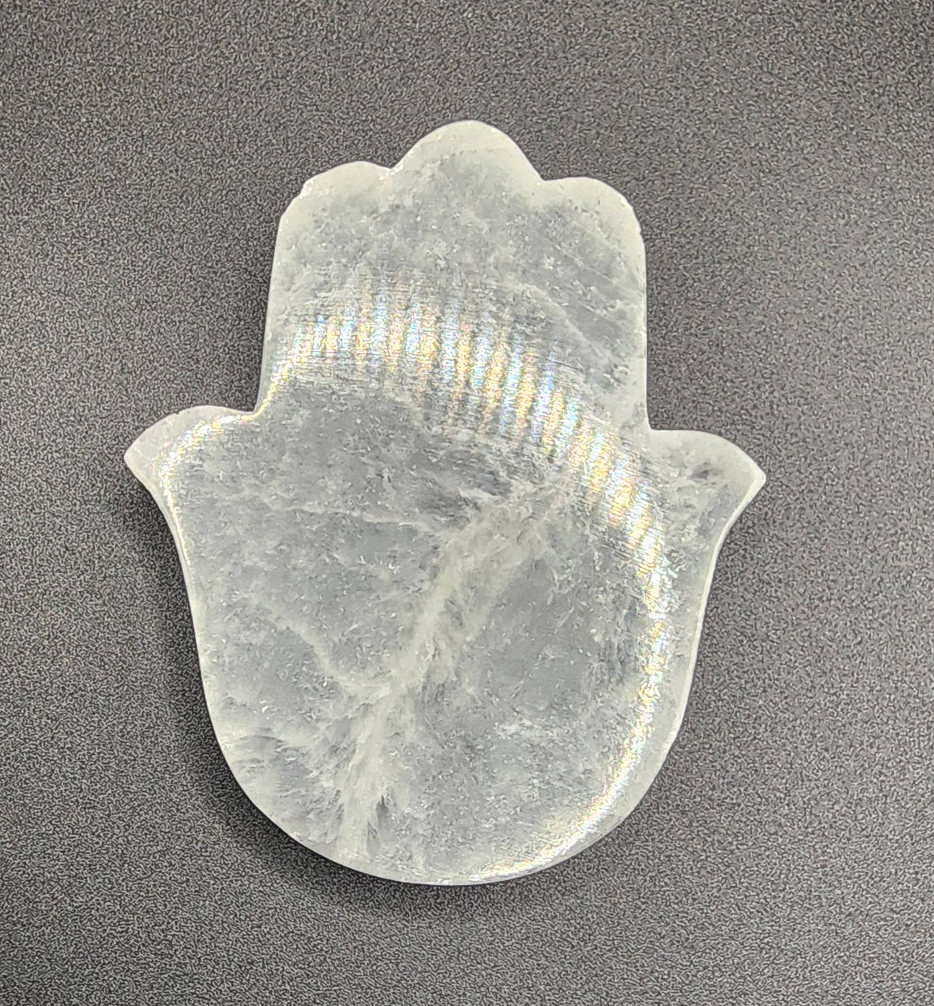 Selenite Hamsa Hand – Natural Carved Crystal