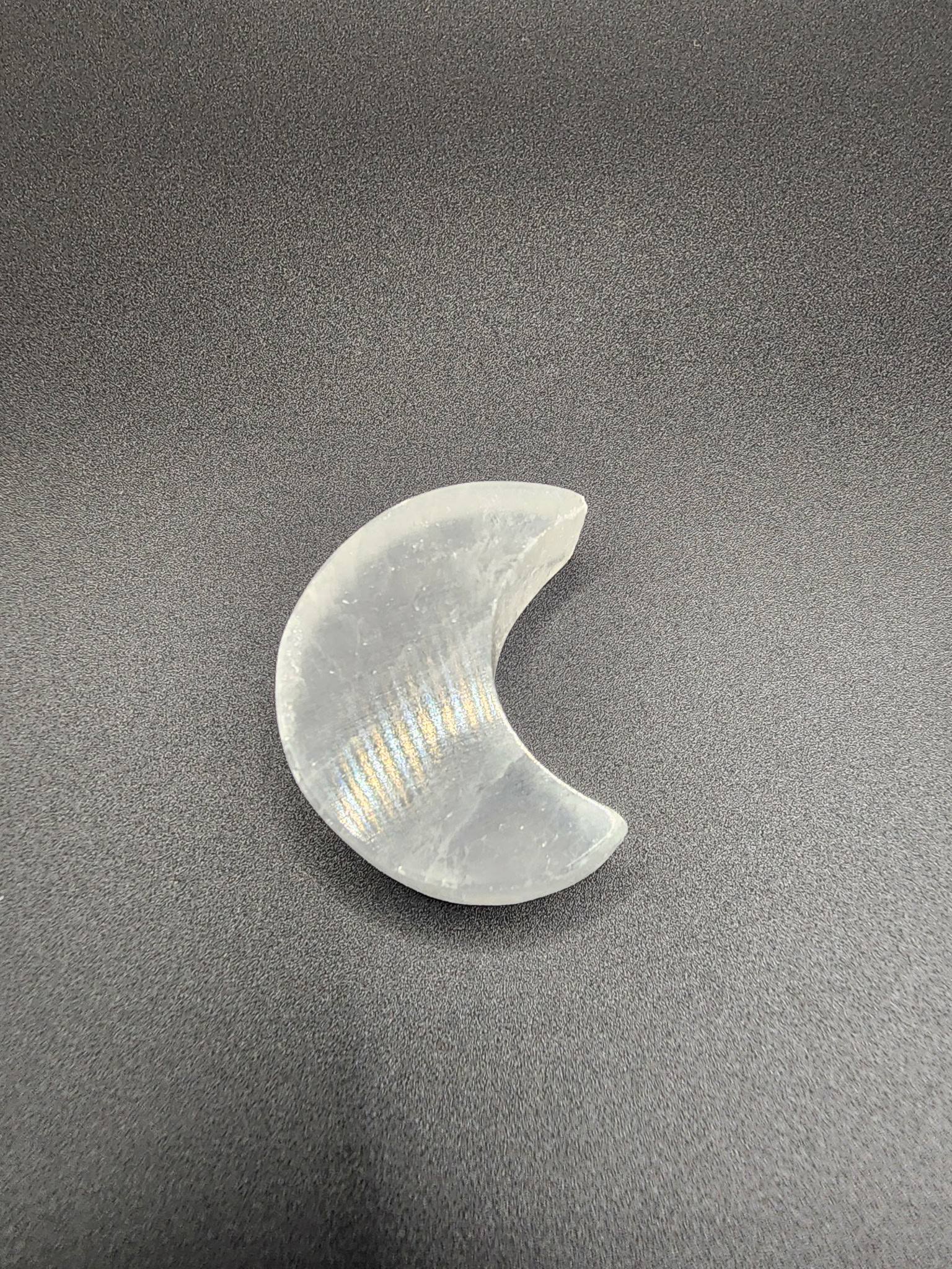 Selenite Crescent Moon – Natural Crystal Carving
