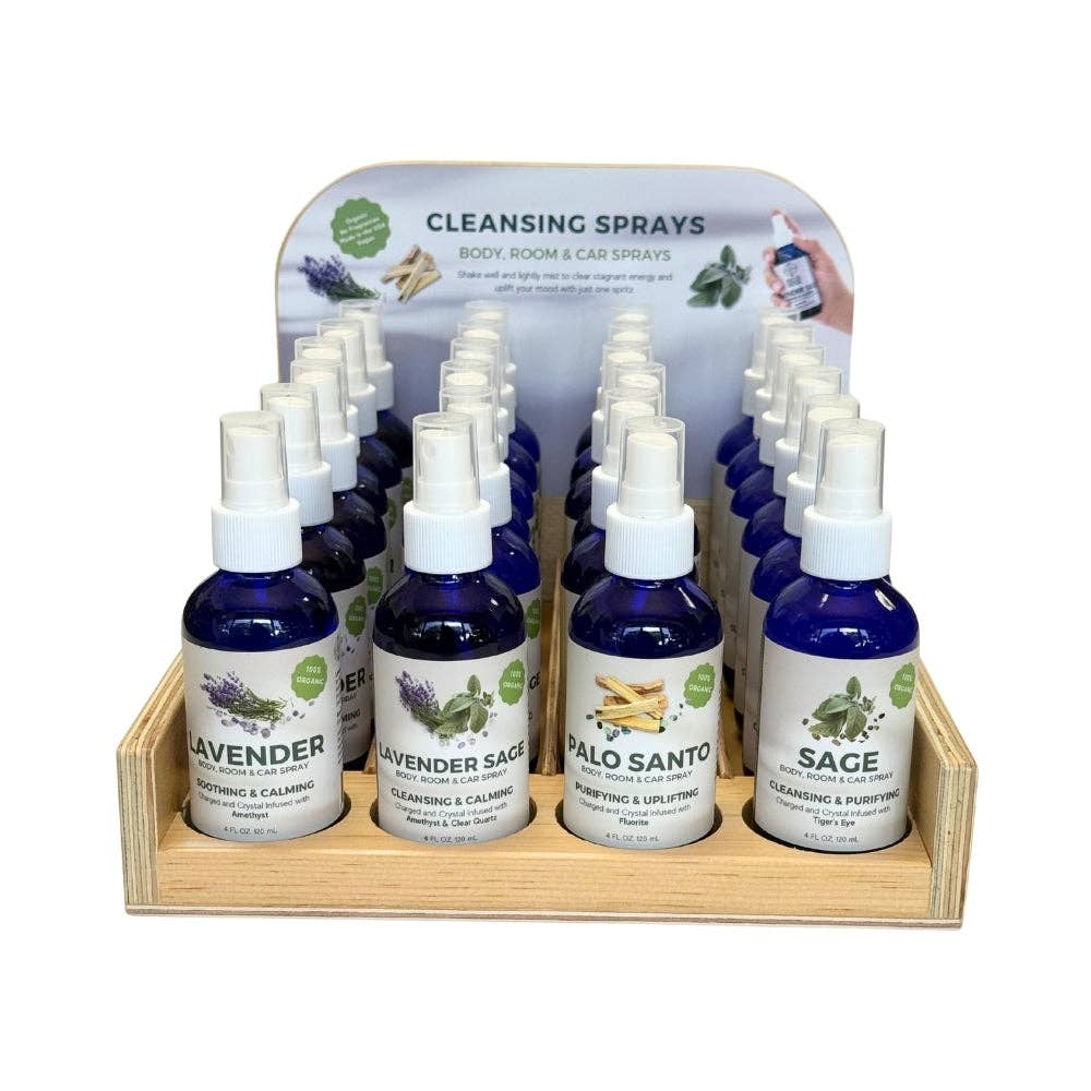 Cleansing Spray – Lavender, Sage, Palo Santo & Lavender Sage | Essential Oil Room, Linen & Body Mist (4 oz)